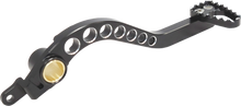 Load image into Gallery viewer, Black ModQuad 250r brake lever for foot controls, shown on a motorcycle, with detailed mounting features and ergonomic design.