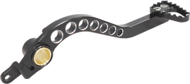 Black ModQuad 250r brake lever for foot controls, shown on a motorcycle, with detailed mounting features and ergonomic design.