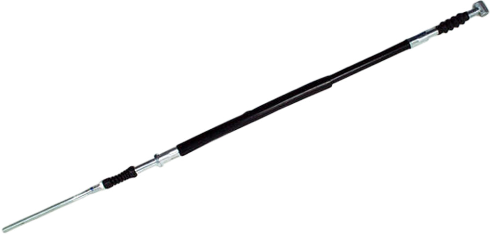 Motion Pro black vinyl foot brake cable for motorcycles, showcasing the durable cable with fittings and protective outer layer.