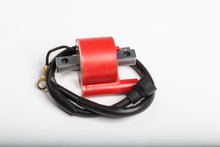 Load image into Gallery viewer, Ricks Motorsport Electric ignition coil for motorcycle, black electrical component with wiring connection, branded Ricks Motorsport Electric.