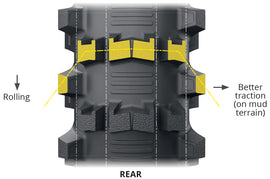 Michelin Starcross 6 Mud Rear tire, 100/90 19 bias TT, designed for off-road motorcycle riding, with rugged tread pattern.