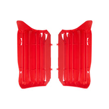 Load image into Gallery viewer, Polisport Plastics red radiator louvers for motorcycle body, model 64-847612, with vented design and mounting details visible.