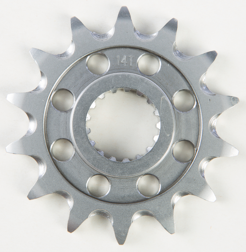 Steel Fire Power 14-tooth front CS sprocket for Suzuki 255-4520114, designed for 520 chain compatibility.