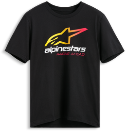 Black Alpine Star Aligned SS CSF Tee in medium size, featuring the brand logo on the front, laid flat for display.