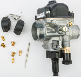 Athena 19mm carburetor for intake and fuel systems, showing the black fuel inlet and metallic body with model 68-4610.