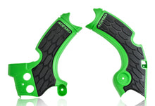 Load image into Gallery viewer, Acerbis X-Grip frame guard in green and black on a motorcycle frame, showcasing durable protective material.