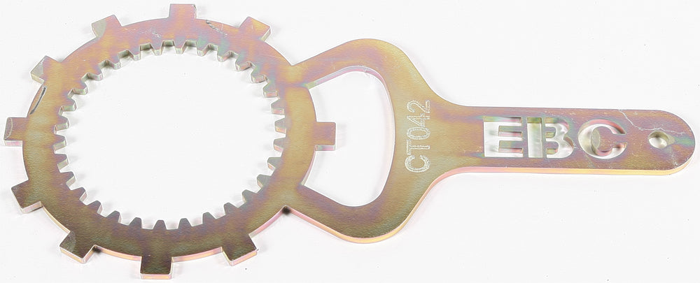EBC Motorcycle Brakes clutch basket holder tool, model CT042, used for motorcycle clutch assembly and repair.