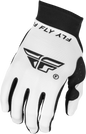 Fly Racing Pro Lite gloves in white and black, XL size, featuring lightweight design and textured palm for improved grip.