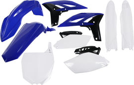 Acerbis Blue Plastic Kit 21980-10145 with various plastic parts arranged on a surface, designed for motorcycle or dirt bike use.