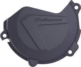 Polisport Plastics blue clutch cover protector for motorcycles, shown in a close-up image highlighting its design and fit.