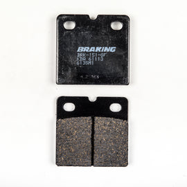 Semi-metallic braking brake pad set by Braking, showing the dark, textured brake pads designed for vehicle braking systems.
