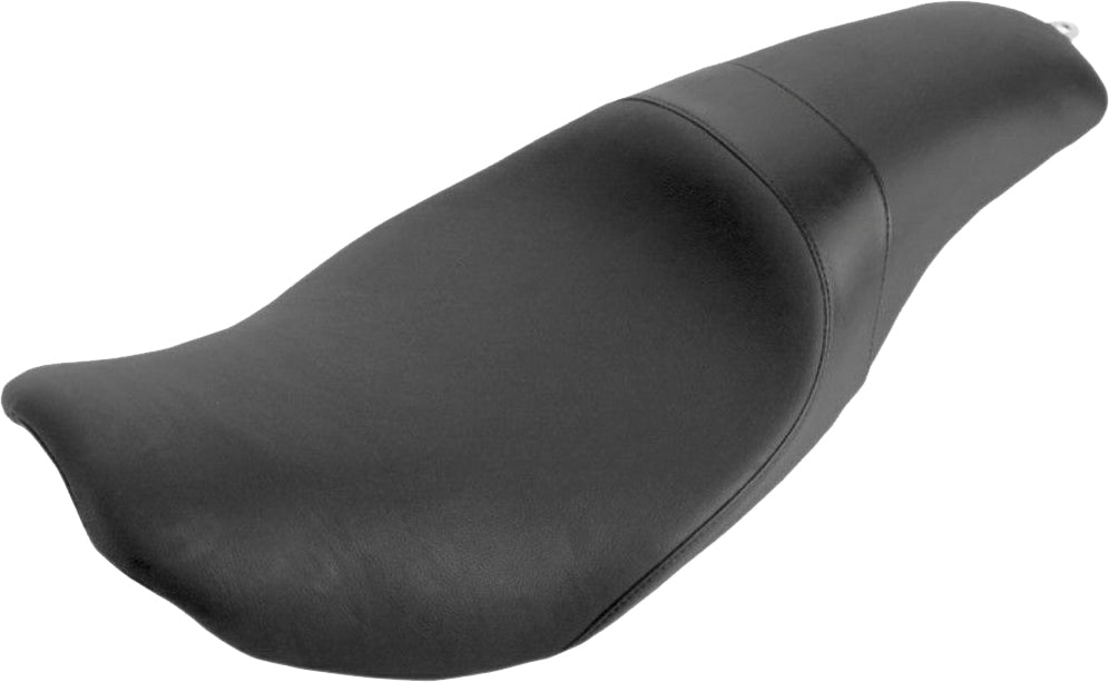 Danny Gray Short 2-Up XL seat for Harley FLHX 2006-2007, showing black leather with detailed stitching and ergonomic design