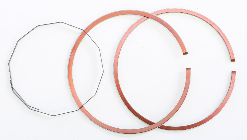 ProX Racing Parts piston rings for Pro X pistons, showing shiny metal rings and components in a piston kit.