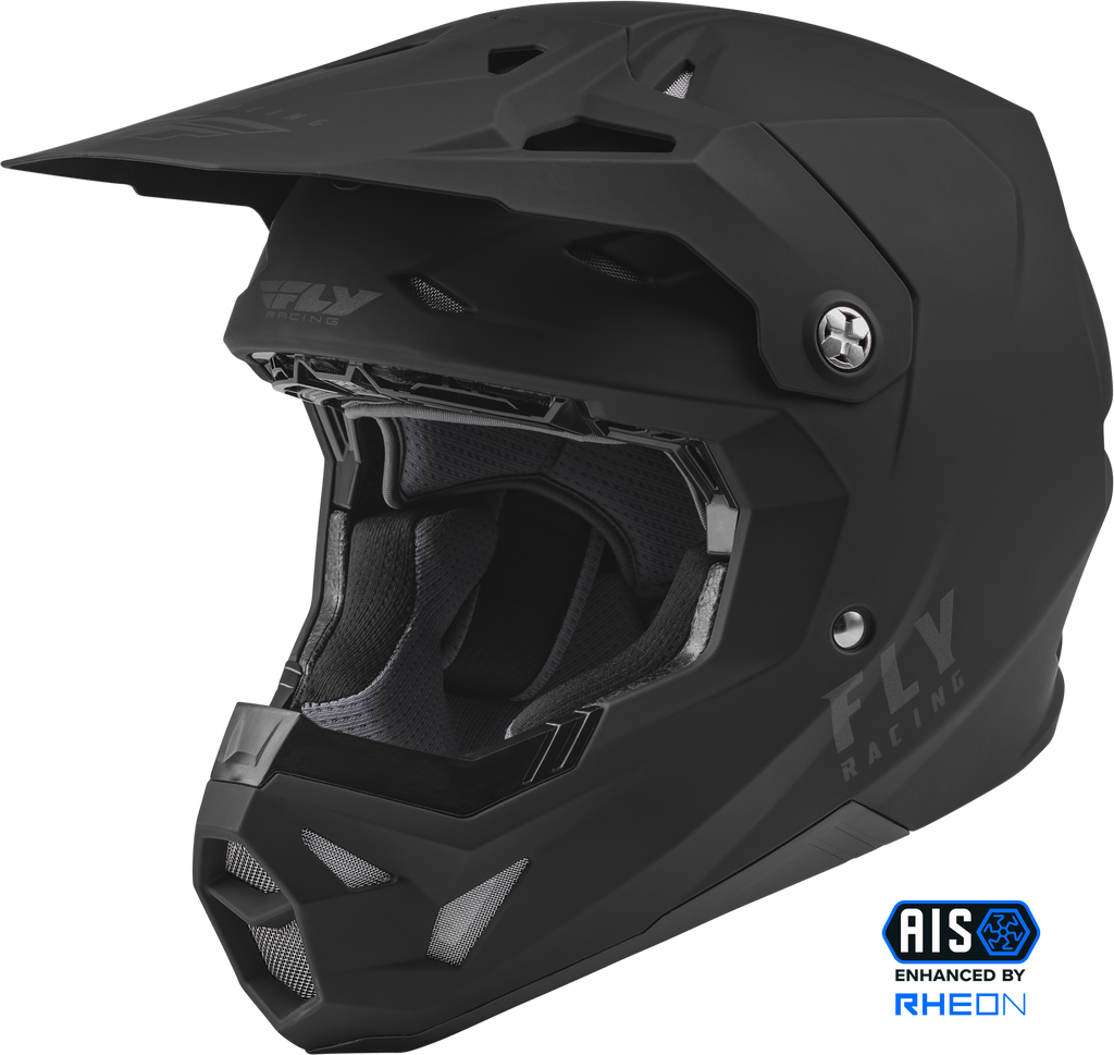 Fly Racing Formula CP solid matte black motorcycle helmet with sleek design and aerodynamic shape.