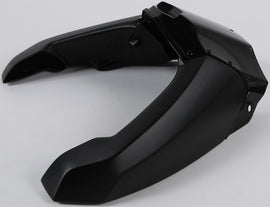 Acerbis black upper radiator shroud for motorcycle, featuring a sleek, aerodynamic design with brand logo and mounting points.