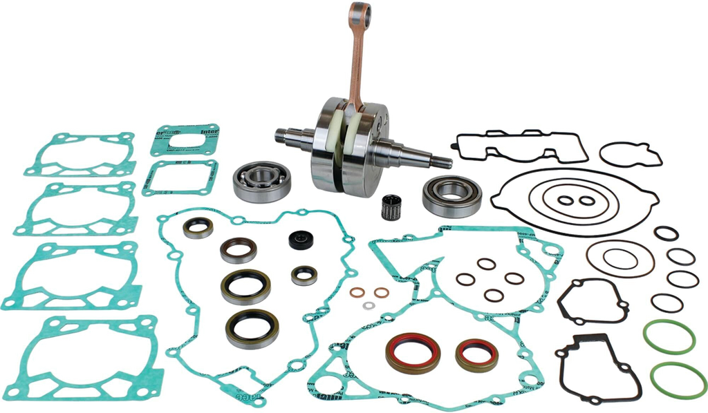 Hot Rods engine bottom end kit with pistons, crankshaft, and connecting rods for automotive rebuilding.