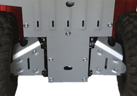 RIVAL POWERSPORTS USA alloy rear A-arm guards installed on off-road vehicle, providing protection for suspension components