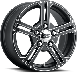 ITP Ss212 black 15x7 off-road wheel with 5/4.5 bolt pattern and 6+1 offset, featuring a dark matte finish.