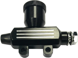 HardDrive Smooth Rear Master Cylinder in black for motorcycle brakes, featuring a sleek design and durable construction.