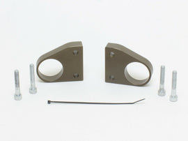 HeliBars handlebar risers Hon 281-0213 installed on motorcycle handlebars, showing a close-up of the riser design and mounting area.