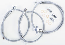 Load image into Gallery viewer, Streamline front brake line with three flexible hydraulic hoses, designed for Yam Std 170-1280 motorcycle braking system.
