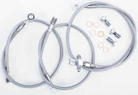 Streamline front brake line with three flexible hydraulic hoses, designed for Yam Std 170-1280 motorcycle braking system.