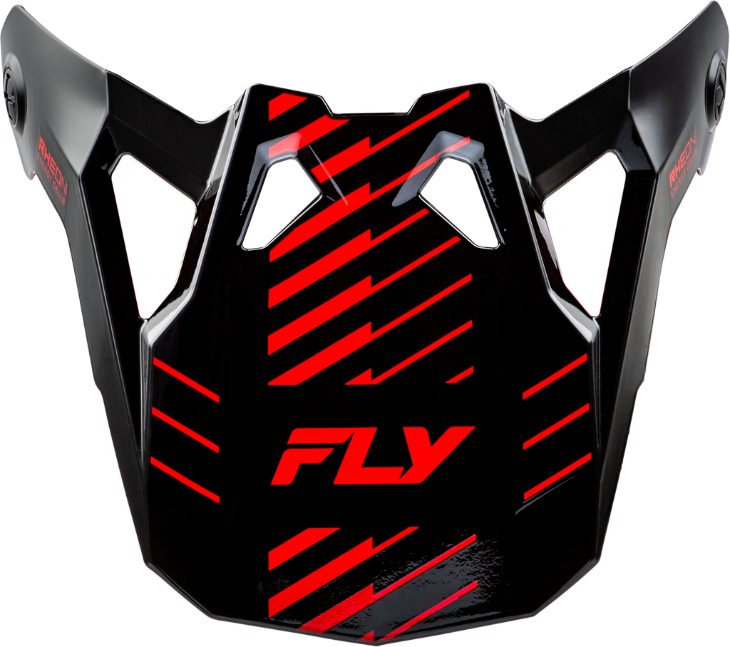 Fly Racing Formula Cp Slice visor in grey, red, and black for motorcycle helmets, designed for a secure fit and durable protection.