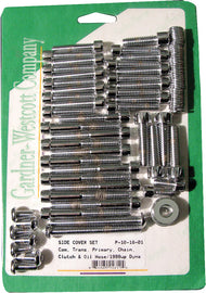 Gardner-Westcott Big Twin Cam and Primary fasteners for 1999-2005 Harley Dyna models, showing hardware fittings for engine assembly.