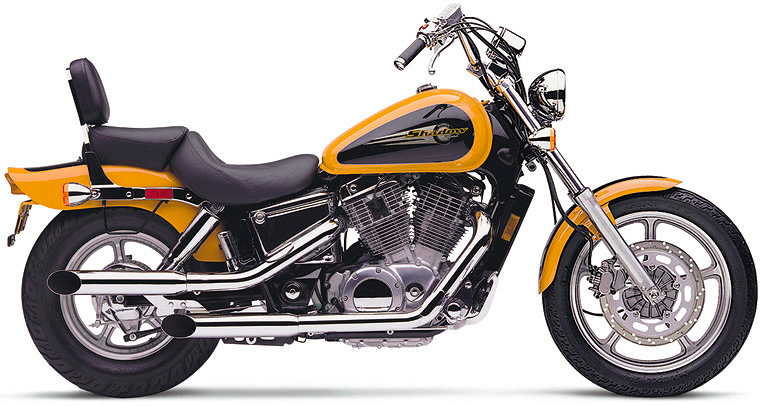 Cobra Blvd Slashcut Chrome Exhaust for Honda VTX 1100 Spirit 97-07, slip-on style with chrome finish and slashcut design