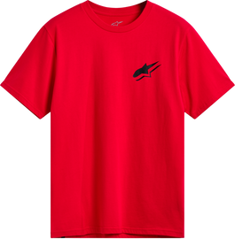 Alpine Star Formulate SS Csf Tee in red, featuring a casual fit and graphic design, displayed on a plain background.