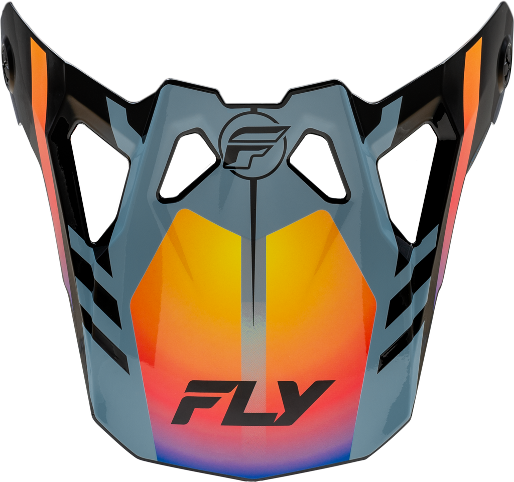Fly Racing Formula CP Krypton helmet visor in grey, black, and electric fade for motorcycle helmets.