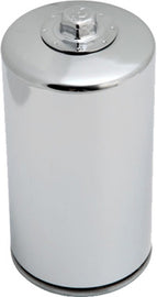 K&N Chrome Oil Filter 56-0173C, a high-performance automotive oil filter with chrome finish, shown from an angled view.