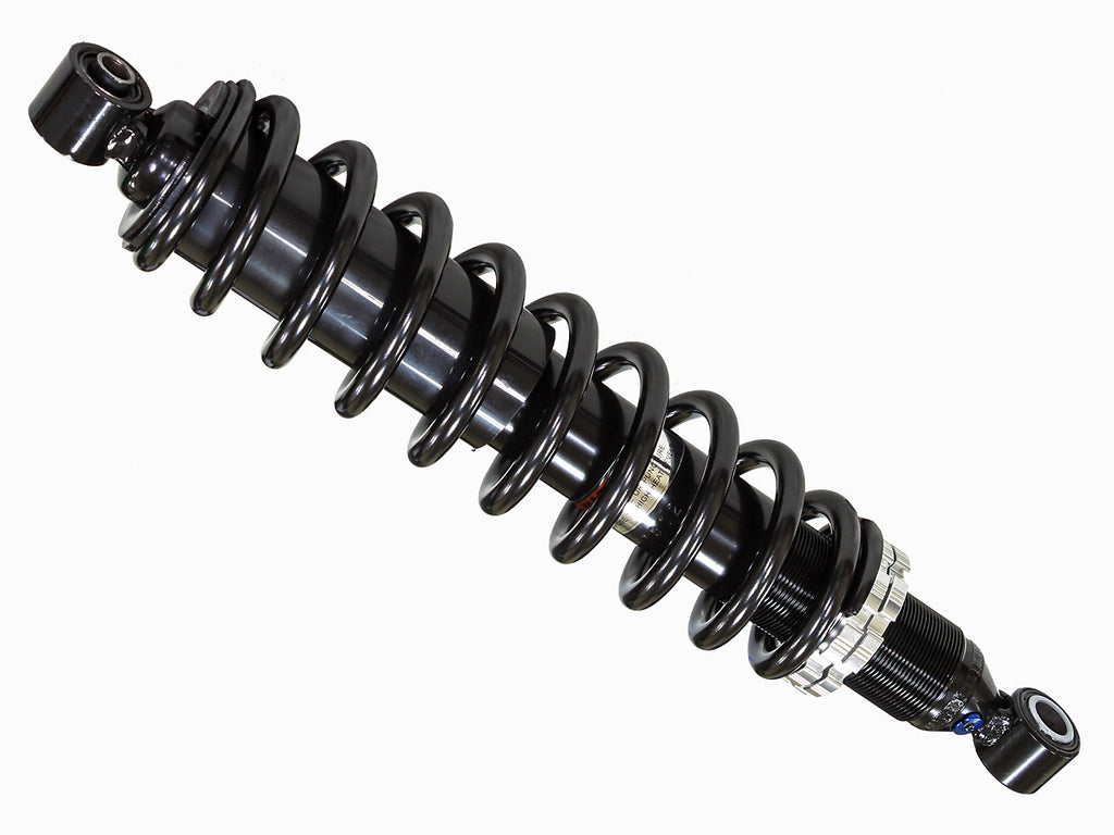 Bronco rear gas shock absorber with black metal cylinder and mounting brackets, designed for vehicle suspension.