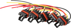 Spike Powersports Pulse Bar Pig Tail 5-pack electrical connectors, shown with black and red insulation and metal terminals.