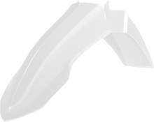 Load image into Gallery viewer, Polisport Plastics white front fender for Yamaha off-road motorcycles, model 64-859762, shown on a dirt bike.