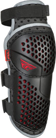 Fly Racing Ce Barricade Flex Elbow Guards for adults, showing black protective elbow guards with adjustable straps and padding.