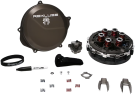 Rekluse Radiuscx 4.0 clutch hon with clutch components and hardware, designed for motorcycle clutch systems.