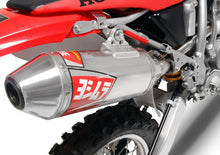 Load image into Gallery viewer, Yoshimura RS-2 exhaust header, canister, and end cap system in stainless steel with aluminum and stainless steel components.