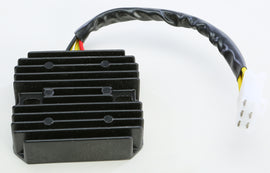 Ricks Motorsport Electric regulator and rectifier for motorcycle electrical systems, featuring cooling fins and wiring connections.