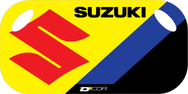 DCOR Pit Board Suzuki accessory with branding, featuring a compact, durable design for motorcycle racing and pit lane use.