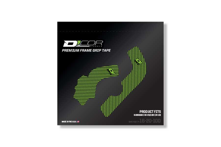 Green DCOR Frame Grip Guard decal, a graphic vinyl sticker with protective design, for customizing or safeguarding surfaces.