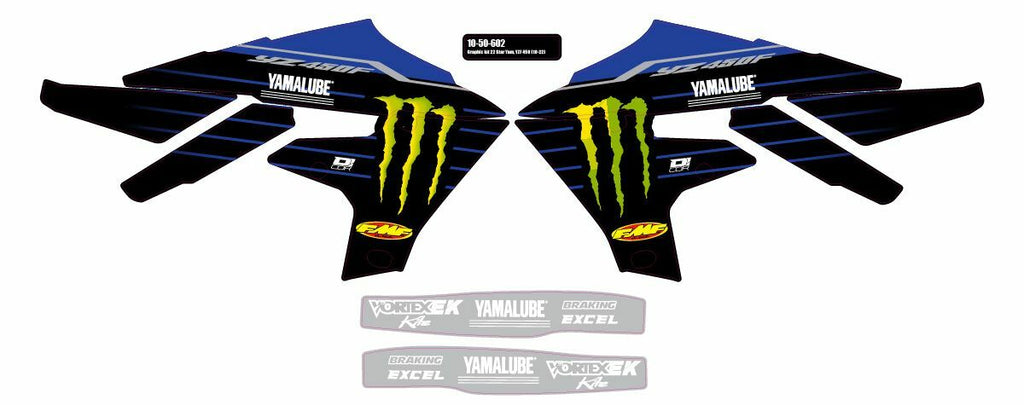 DCOR Graphic Kit 22 Star Yam decals for motorcycles, featuring star-shaped graphics and vibrant decal designs.