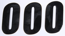 Load image into Gallery viewer, DCOR black number 0 graphics decals in a 4-inch size, shown as a 3-pack on a white background.