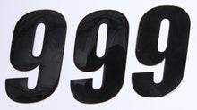 Load image into Gallery viewer, DCOR Number 9 black graphics decals, 4-inch size, set of three for vehicle or surface decoration.