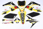 DCOR Suzuki Raceline graphics complete decal kit in black with racing design, for motorcycle customization.