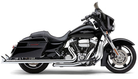 Chrome Cobra Speedster Duals Fishtail exhaust for Harley FLH/FLT 2017-2024, showing polished chrome finish and fishtail tips.
