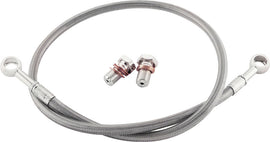 GBRAKES rear silver brake line for Kawasaki models 17-10280, showing the metal brake hose with fittings and silver finish