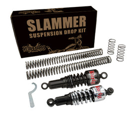 Burly Brand Burly Slammer Kit Chrome for Harley Davidson Fxd 06-17 suspension component, close-up of the chrome suspension part