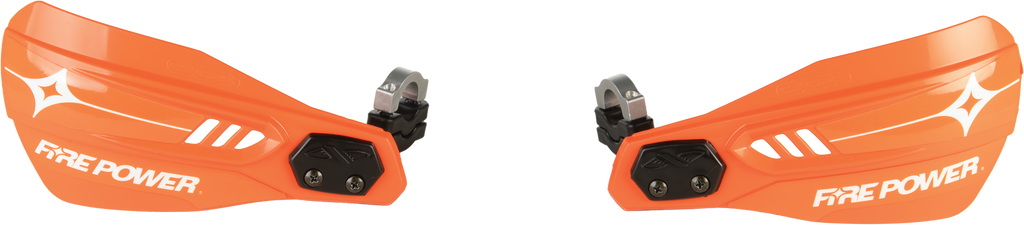 Orange Fire Power open handguard for firearms, showcasing the textured grip and ergonomic design.