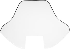 SNO Stuff high-clear windshield for snowmobile, made of durable poly material, shown on snowmobile with mounting hardware